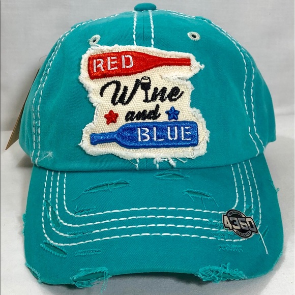 4350 District Accessories - Red Wine Blue Vintage Distressed Baseball Cap Blue